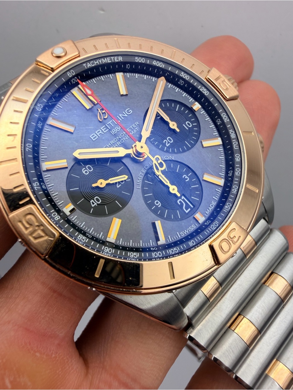 Breitling Two-Tone Mother of Pearl Dial Chronograph with Rose Gold Accents
